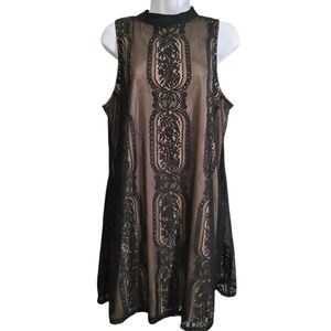 LOVE FIRE New Nude and black lace dress L
